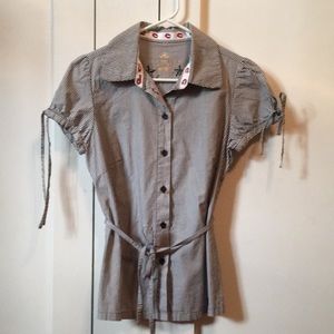 Pinstripe Short-Sleeve Blouse